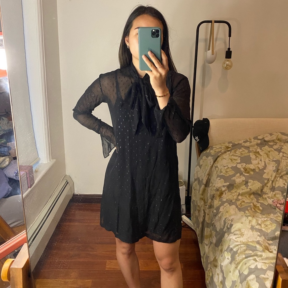 Theory Silk Metallic Dress with Slip